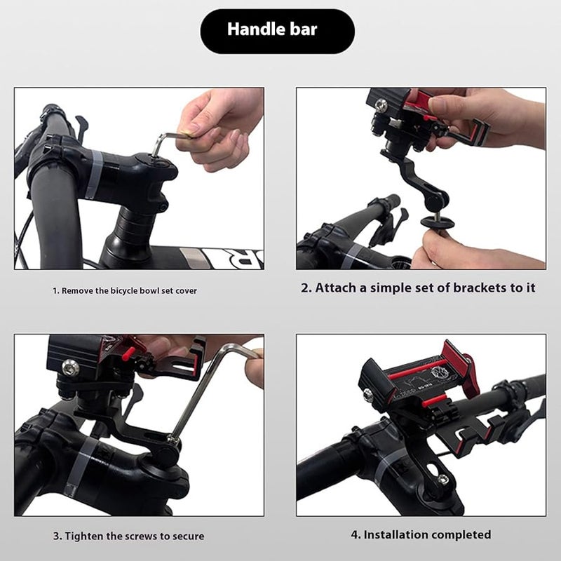 Stem Style Black Universal Bike Motorcycle Handlebar Phone Mount Clip Nonslip Stand - Image 5